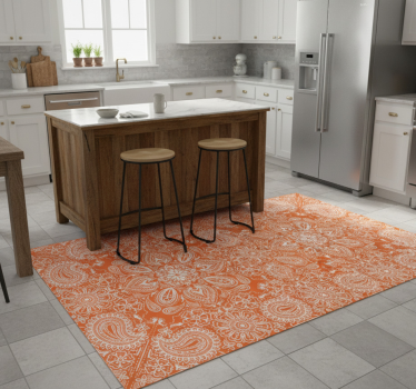 Alfombra vinílica cocina azulejos paisley - TenVinilo