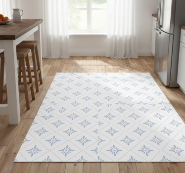 Alfombra vinílica cocina azulejos rombo azul - TenVinilo