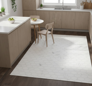 Alfombra vinílica cocina baldosas hexagonales grises - TenVinilo