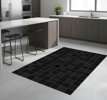 Alfombra vinílica cocina baldosas negras pequeñas - TenVinilo