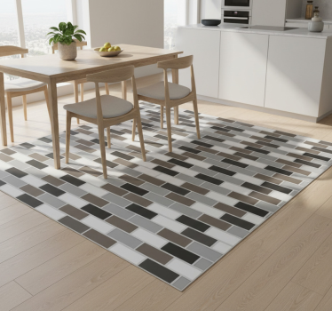 Alfombra vinílica cocina bordura de azulejos gris - TenVinilo