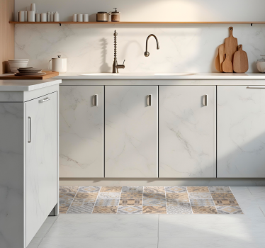 Alfombra vinílica cocina cemento arancioni - TenVinilo