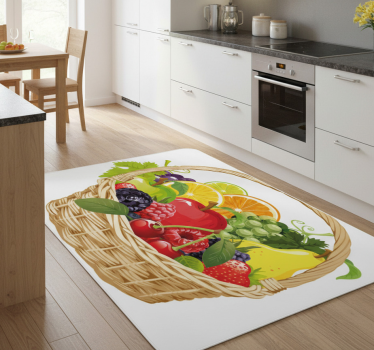 Alfombra vinílica cocina cesta de frutas - TenVinilo