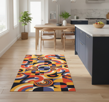 Alfombra vinílica cocina círculos bauhaus coloridos - TenVinilo