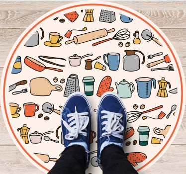 Alfombra vinílica cocina colección de utensilios - TenVinilo