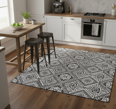 Alfombra vinílica cocina contraste audaz caleidoscópico - TenVinilo