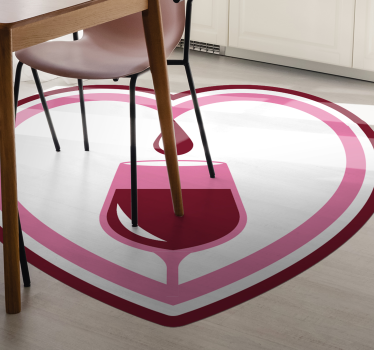 Alfombra vinílica cocina corazón de vino - TenVinilo