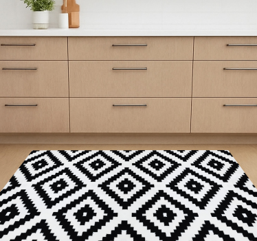 Alfombra vinílica cocina cuadrados modernos negros - TenVinilo