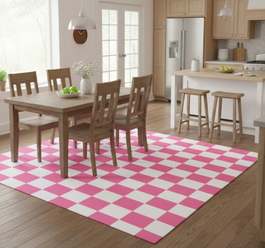 Alfombra vinílica cocina cuadros rosas - TenVinilo
