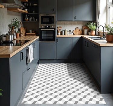 Alfombra vinílica cocina cubos grises - TenVinilo
