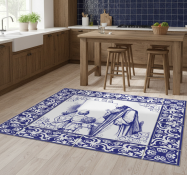 Alfombra vinílica cocina delfts azul maestro - TenVinilo