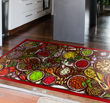 Alfombra vinílica cocina deliciosa pasta culinaria - TenVinilo