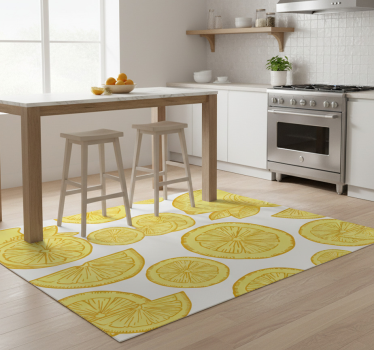 Alfombra vinílica cocina dibujo de naranja y limón - TenVinilo