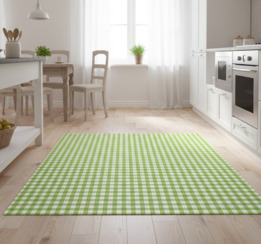Alfombra vinílica cocina diseño cuadros verdes - TenVinilo