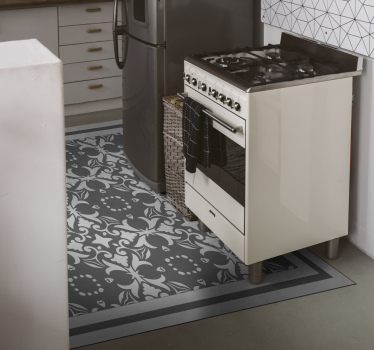 Alfombra vinílica cocina diseño de azulejos victorianos - TenVinilo