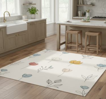Alfombra vinílica cocina diseño de flores - TenVinilo