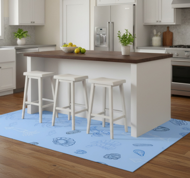 Alfombra vinílica cocina diseño de mariscos - TenVinilo