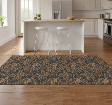 Alfombra vinílica cocina diseño de ramas de café - TenVinilo