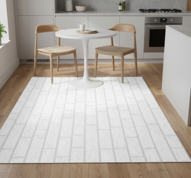 Alfombra vinílica cocina diseño ladrillo blanco - TenVinilo