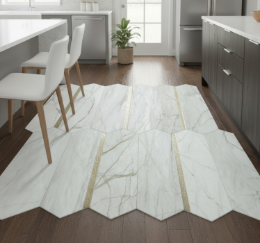 Alfombra vinílica cocina diseño mármol moderno - TenVinilo