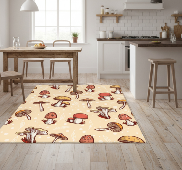 Alfombra vinílica cocina diseño original de setas - TenVinilo