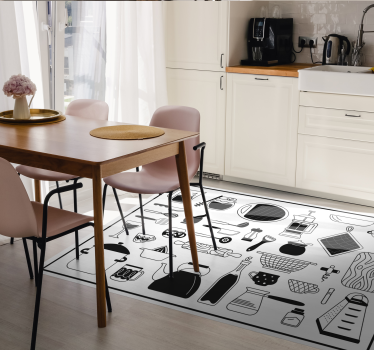 Alfombra vinílica cocina En blanco y negro - TenVinilo