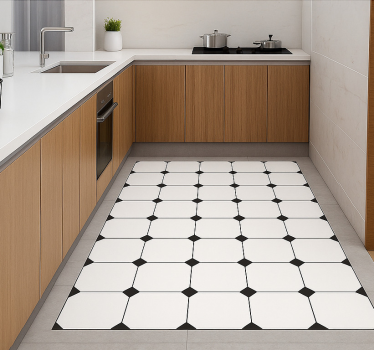 Alfombra vinílica cocina estampado de diamantes a cuadros - TenVinilo