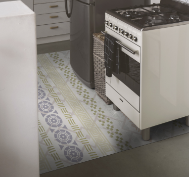 Alfombra vinílica cocina estampado geométrico - TenVinilo