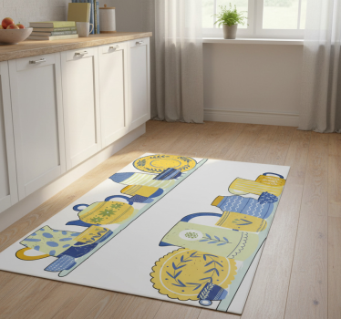 Alfombra vinílica cocina estante elegante vintage - TenVinilo