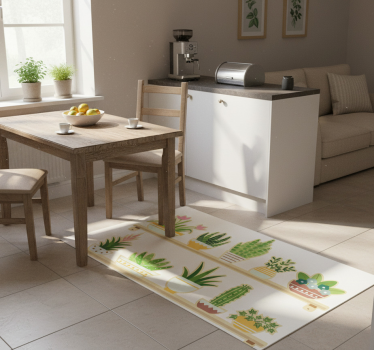 Alfombra vinílica cocina estante para plantas cactus - TenVinilo