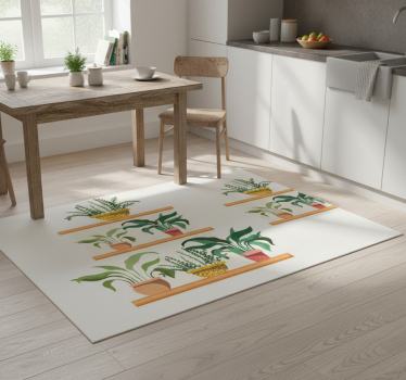 Alfombra vinílica cocina estante para plantas watercolo - TenVinilo