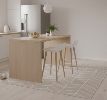 Alfombra vinílica cocina estilo escandinavo beige y blanco - TenVinilo