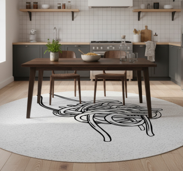 Alfombra vinílica cocina estilo grabado tenedor espagueti - TenVinilo