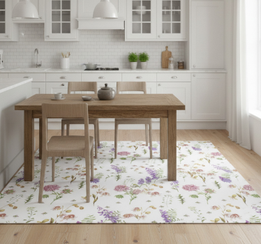 Alfombra vinílica cocina flores silvestres minimalistas - TenVinilo
