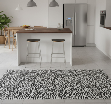 Alfombra vinílica cocina fondo de cebra nevera - TenVinilo