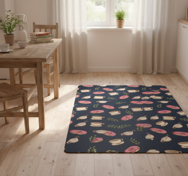 Alfombra vinílica cocina fondo de postres y café - TenVinilo