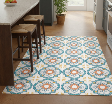 Alfombra vinílica cocina formas de cemento - TenVinilo