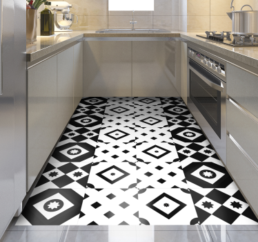 Alfombra vinílica cocina formas geométricas monocromáticas - TenVinilo