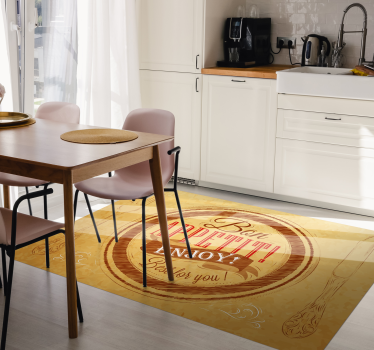 Alfombra vinílica cocina frase buen provecho - TenVinilo