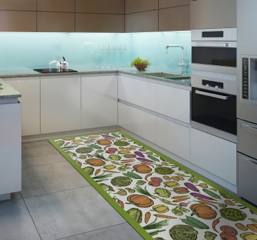 Alfombra vinílica cocina Fruta y verdura - TenVinilo