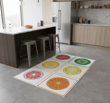 Alfombra vinílica cocina frutas en rodajas - TenVinilo