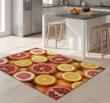 Alfombra vinílica cocina frutas en rodajas - TenVinilo