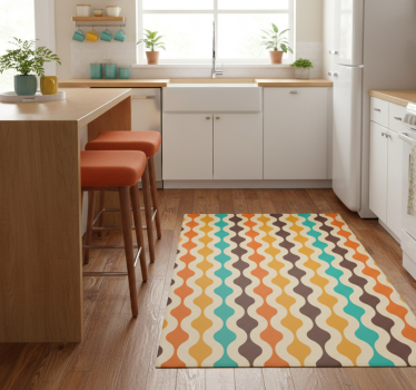 Alfombra vinílica cocina geométrica retro años 70 - TenVinilo