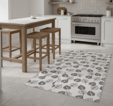 Alfombra vinílica cocina hoja gris estilo kinfolk - TenVinilo