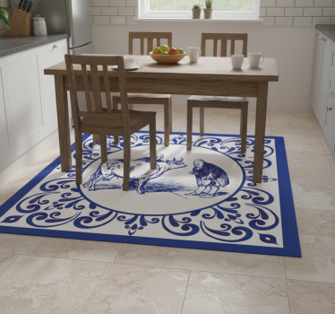 Alfombra vinílica cocina hombres y vaca - TenVinilo