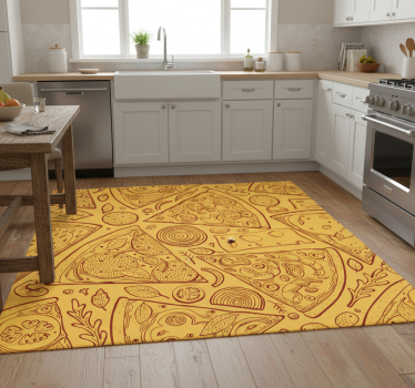 Alfombra vinílica cocina iconos de comida italiana - TenVinilo