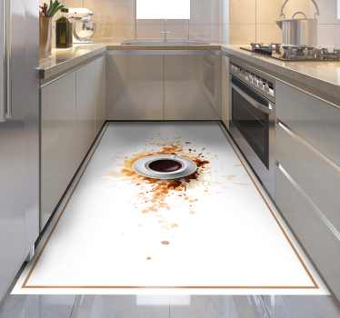 Alfombra vinílica cocina ilusión de café derramado - TenVinilo
