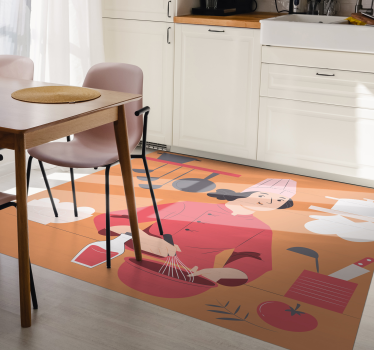 Alfombra vinílica cocina ilustración del cocinero - TenVinilo