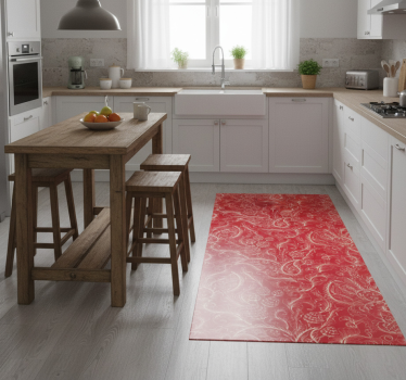 Alfombra vinílica cocina ilustración paisley frigorífico - TenVinilo