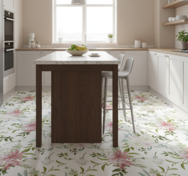 Alfombra vinílica cocina jardín minimalista realista - TenVinilo